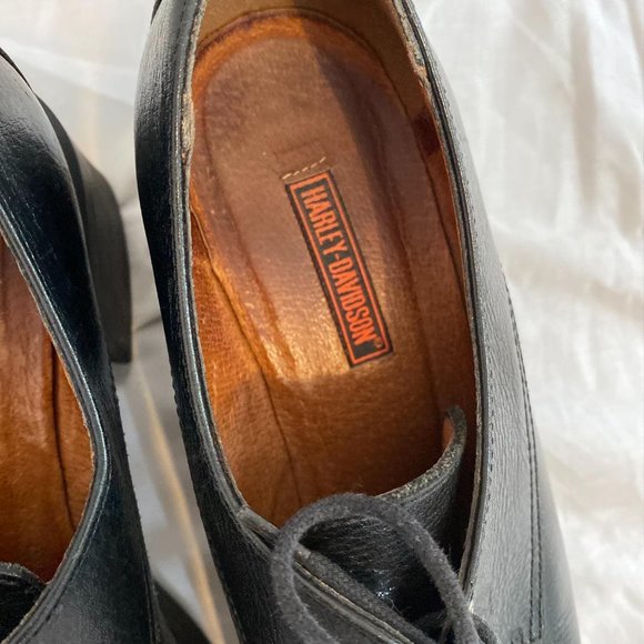 Vintage Y2K Harley Davidson Black Leather Chunky H - Picture 5 of 8